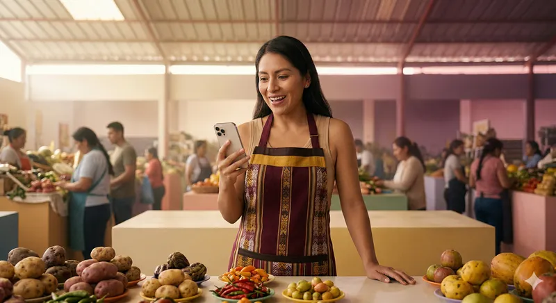 Emprendedora peruana de mercado descubre PACAY en su celular